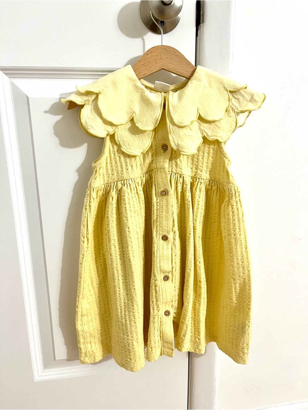 NEXT Yellow Button-Front Scalloped Collar Dress 4T (3/4 Years)